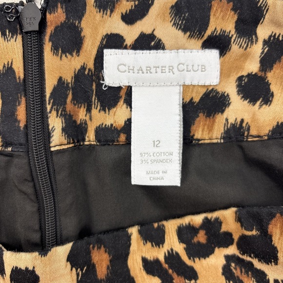 Charter Club Womens Leopard Print Knee Length Pencil Skirt Size 12 Mobwife Y2K - Picture 5 of 9